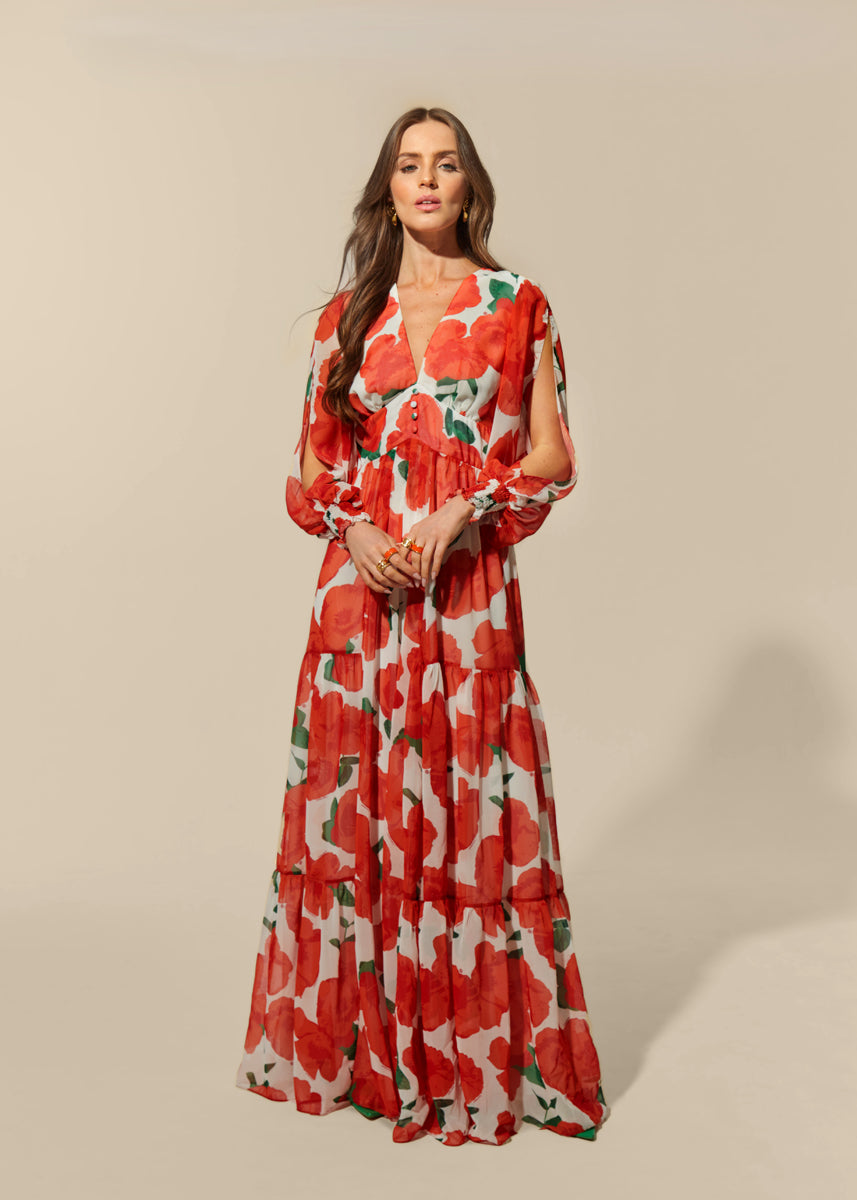 Miranda Ruffle Lace Maxi Dress