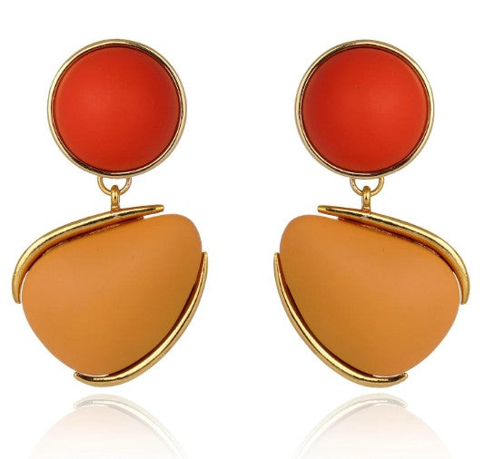 Dual Concept Earrings - Coral and Beige