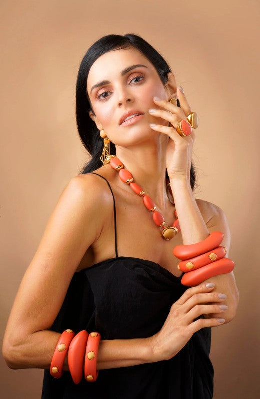 Fuego Coral Resin Bangle - Coral