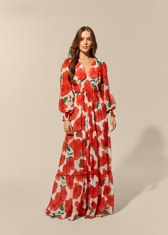 Miranda Ruffle Lace Maxi Dress