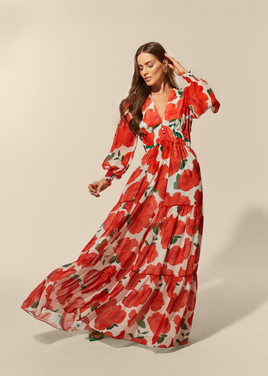 Miranda Ruffle Lace Maxi Dress