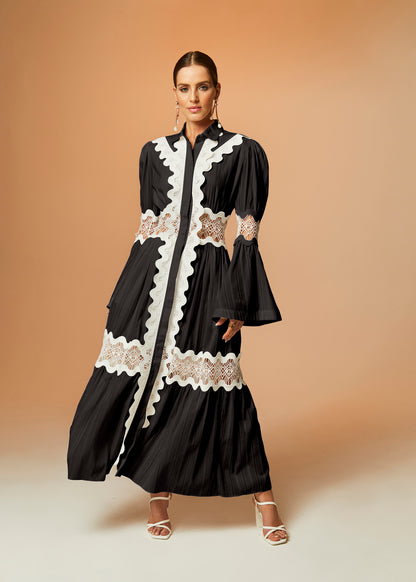 Clair Collared Lace Maxi Dress - White