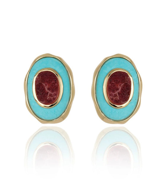 Confidence Stud - Turquoise Howlite Pink Quartz
