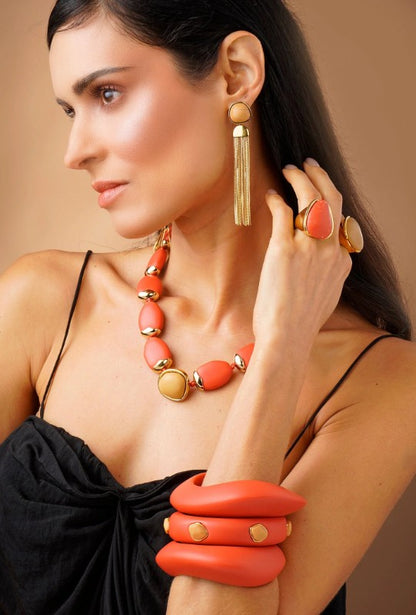 Fuego Coral Resin Bangle - Coral