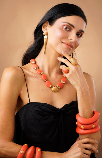Fuego Coral Resin Bangle - Coral