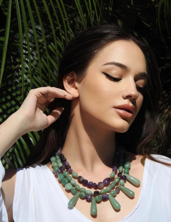 Alquimia Layered Necklace - Amethyst and Green Quartz