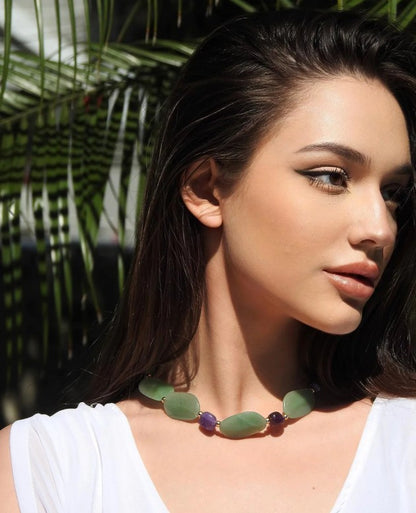 Alquimia Layered Necklace - Amethyst and Green Quartz